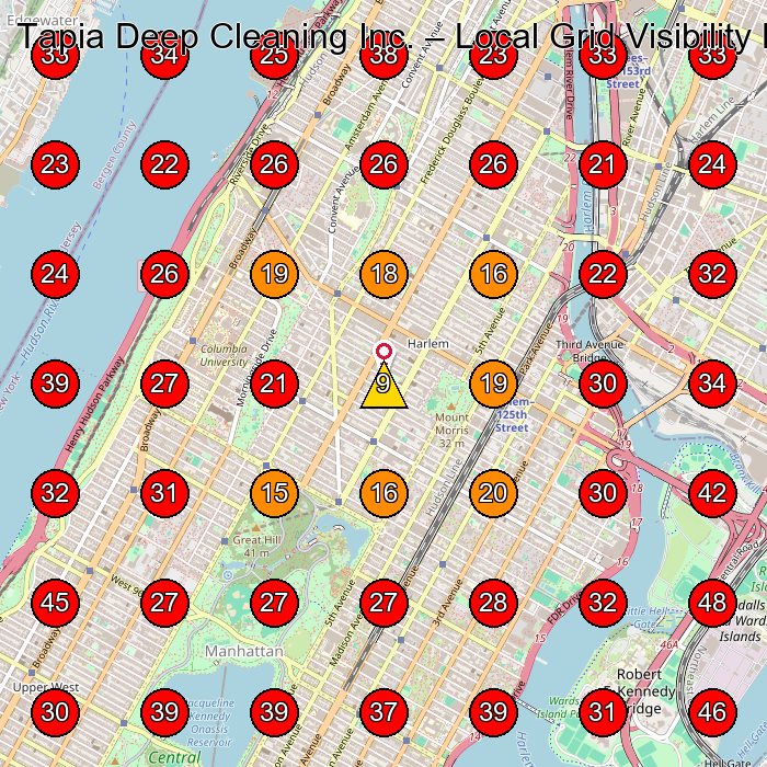 Tapia Deep Cleaning Inc. GeoGrid visibility map for House Cleaning Service in New York
